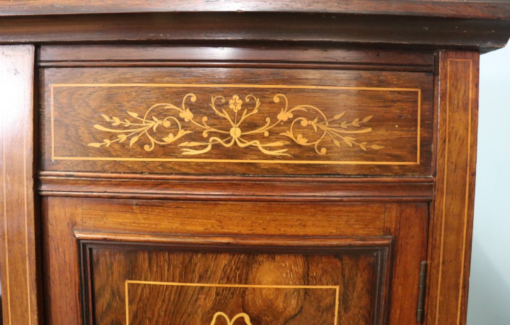 Late Victorian / Edwardian walnut veneered and inlaid side cabinet  View XXIV