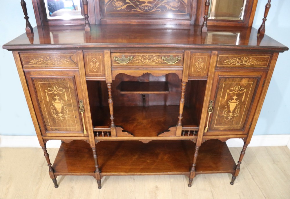Late Victorian / Edwardian walnut veneered and inlaid side cabinet  View XXVI
