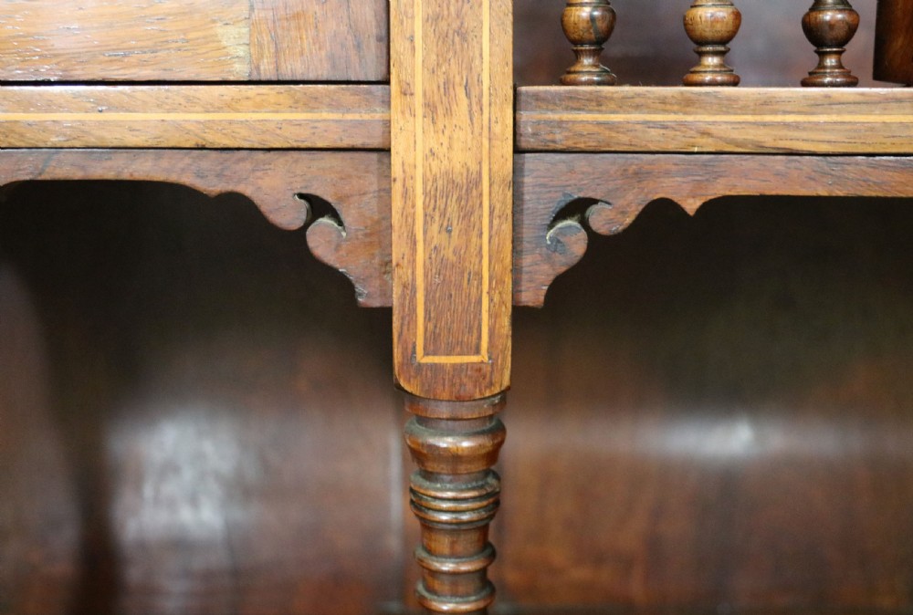 Late Victorian / Edwardian walnut veneered and inlaid side cabinet  View XXVII