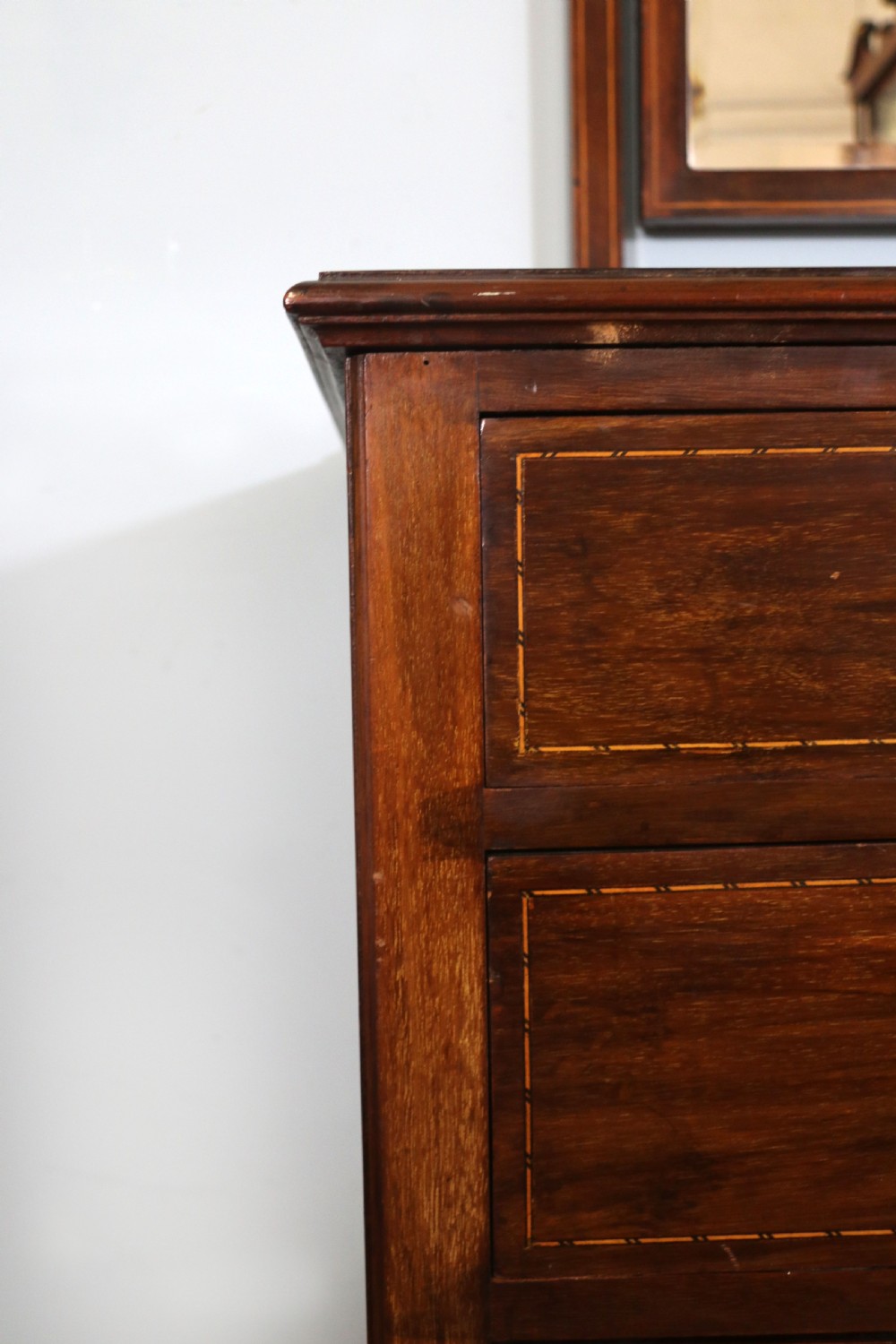 Edwardian mahogany and line inlaid dressing chest. View XI