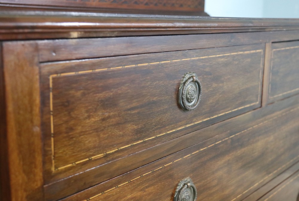 Edwardian mahogany and line inlaid dressing chest. View XIII