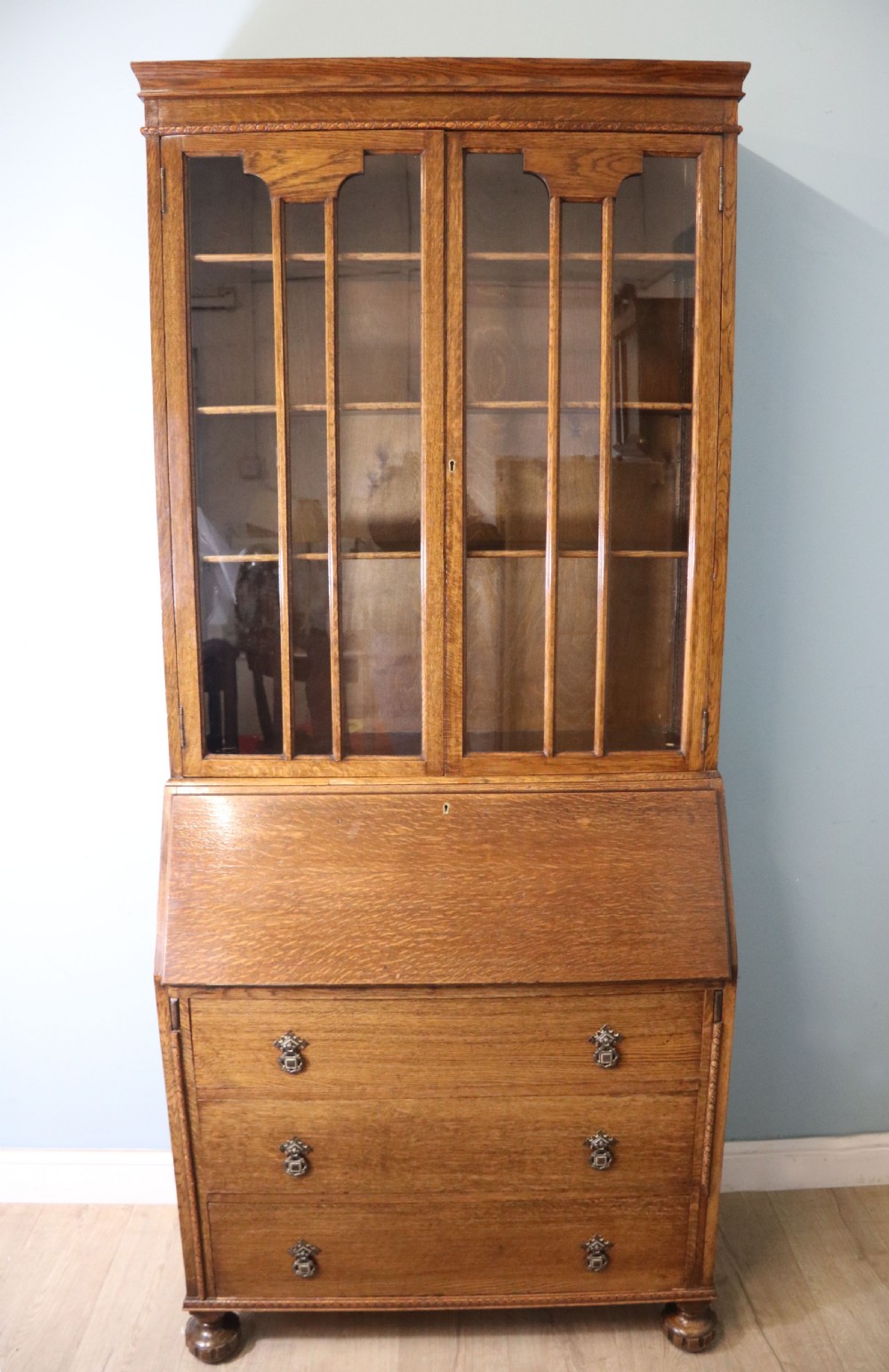 Early 20th century oak bureau bookcase View III