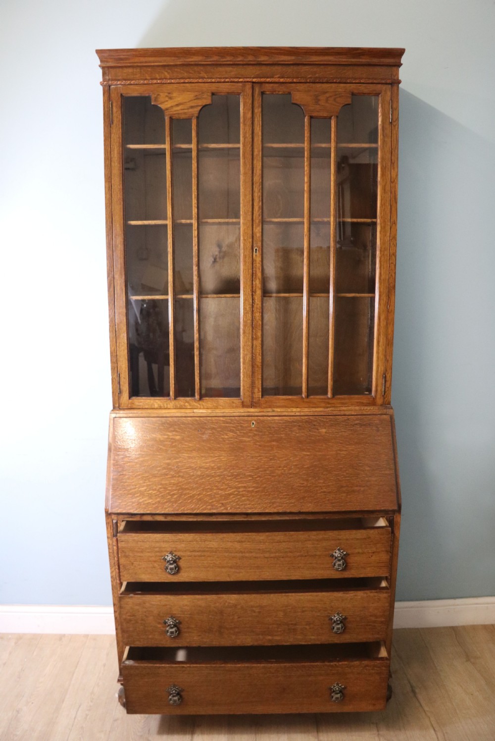 Early 20th century oak bureau bookcase View II