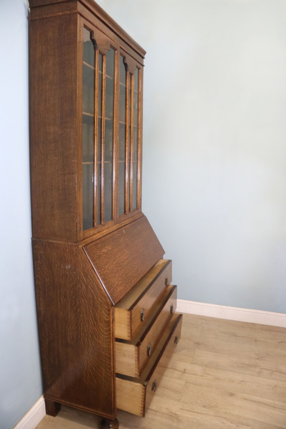 Early 20th century oak bureau bookcase View IV