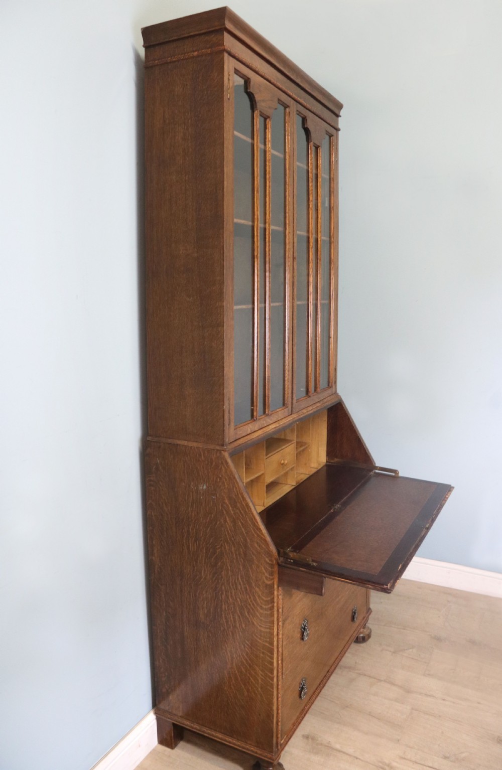 Early 20th century oak bureau bookcase View V