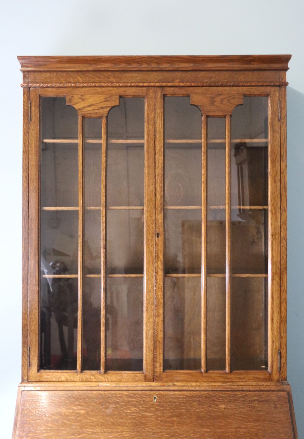 Early 20th century oak bureau bookcase View VI