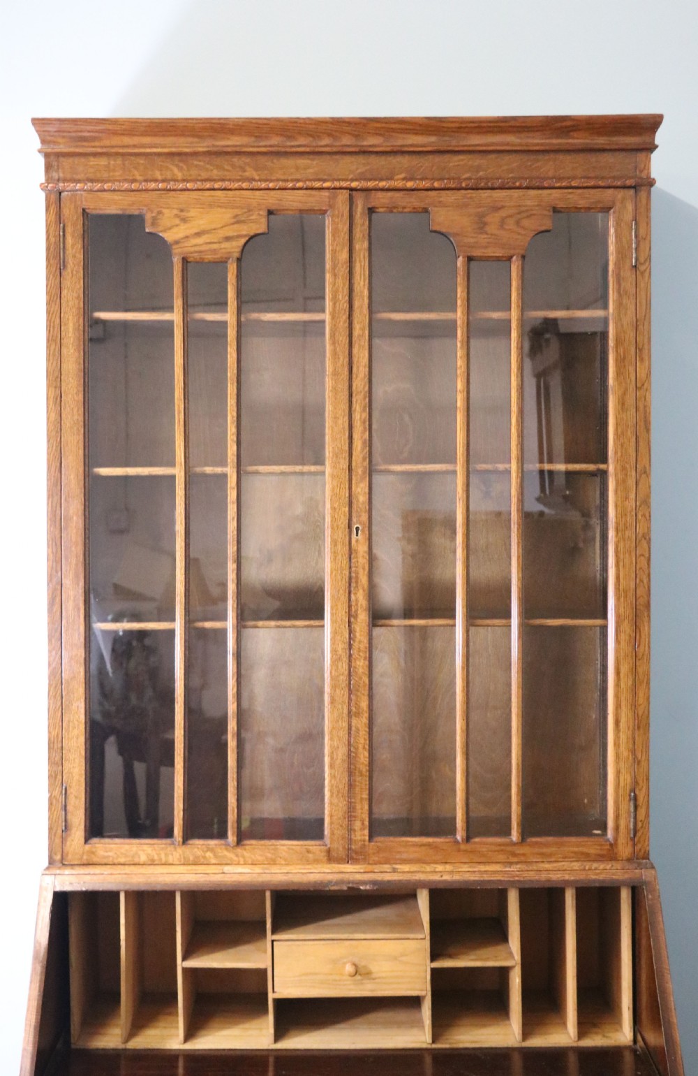 Early 20th century oak bureau bookcase View VII
