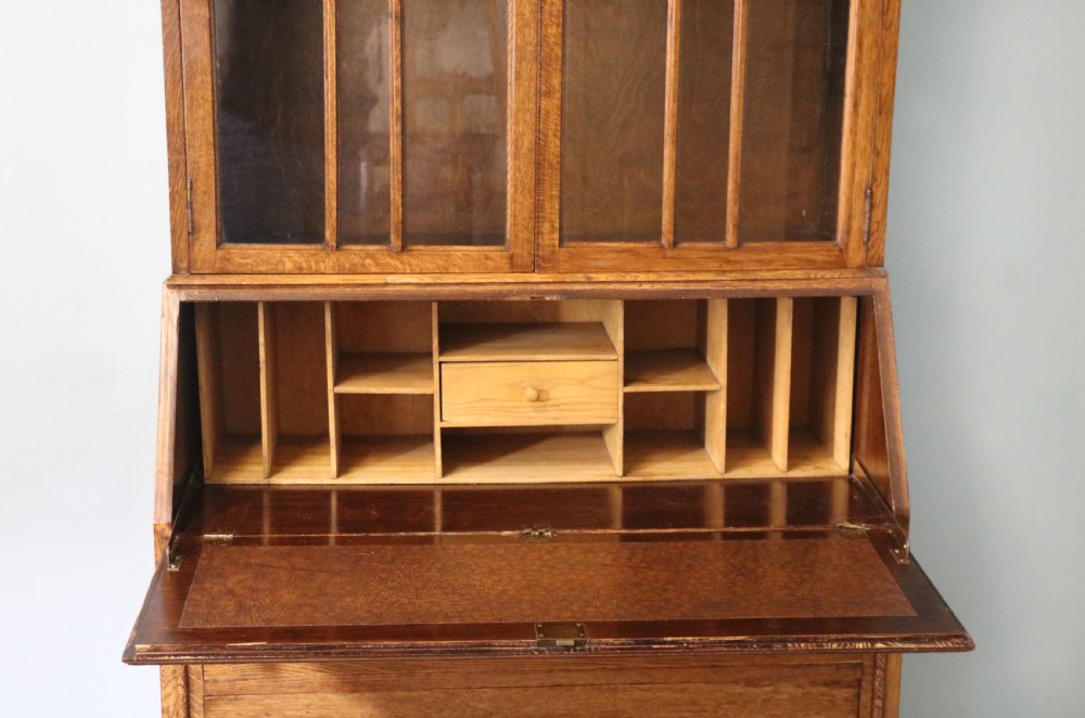 Early 20th century oak bureau bookcase View X
