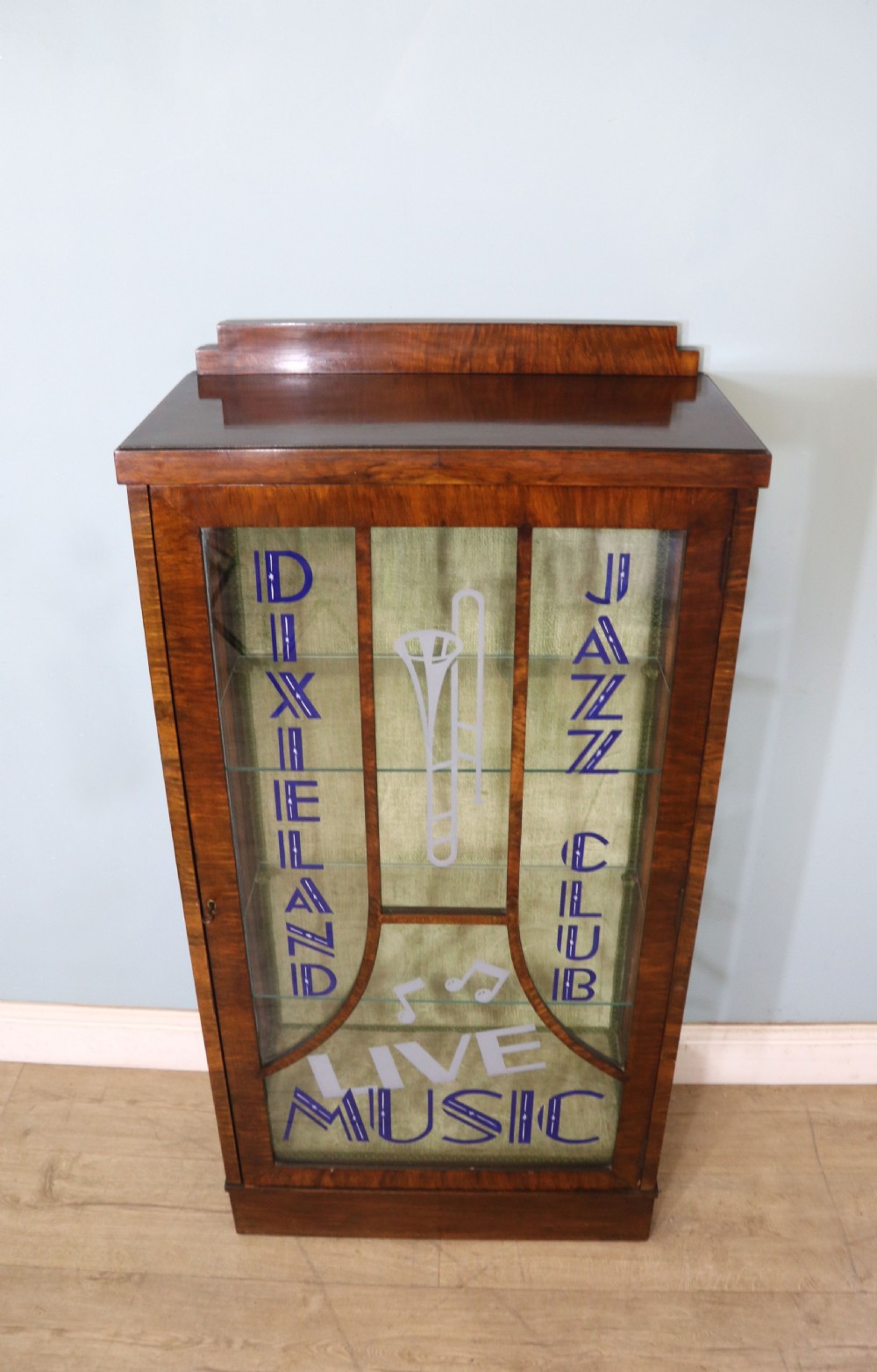 A lovely 1930’s walnut veneered display cabinet  View II