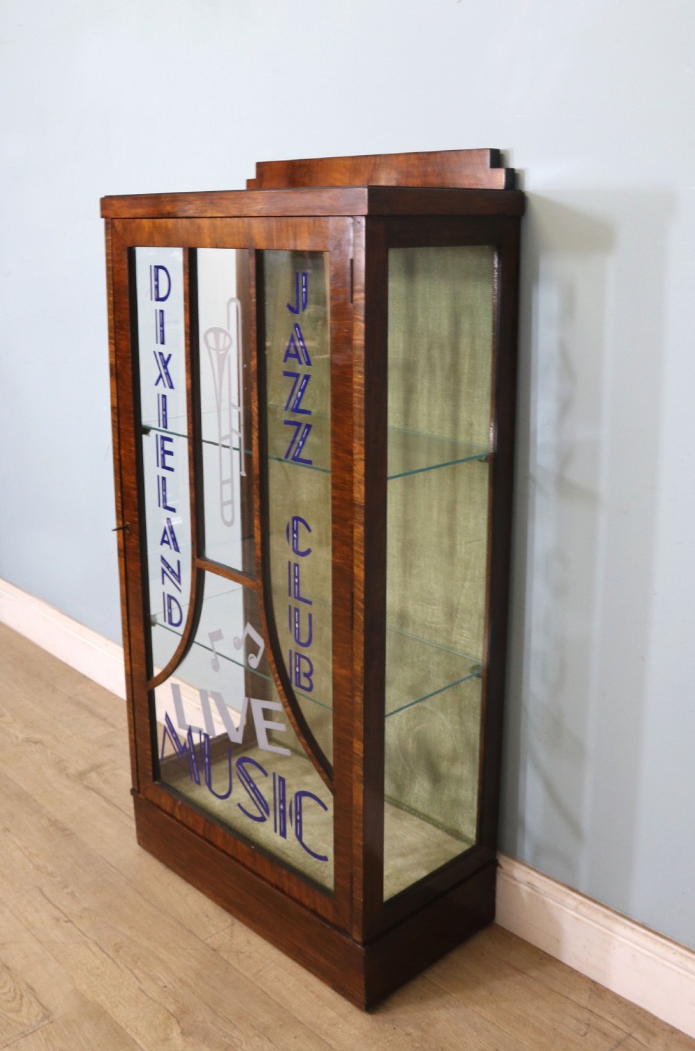 A lovely 1930’s walnut veneered display cabinet  View III