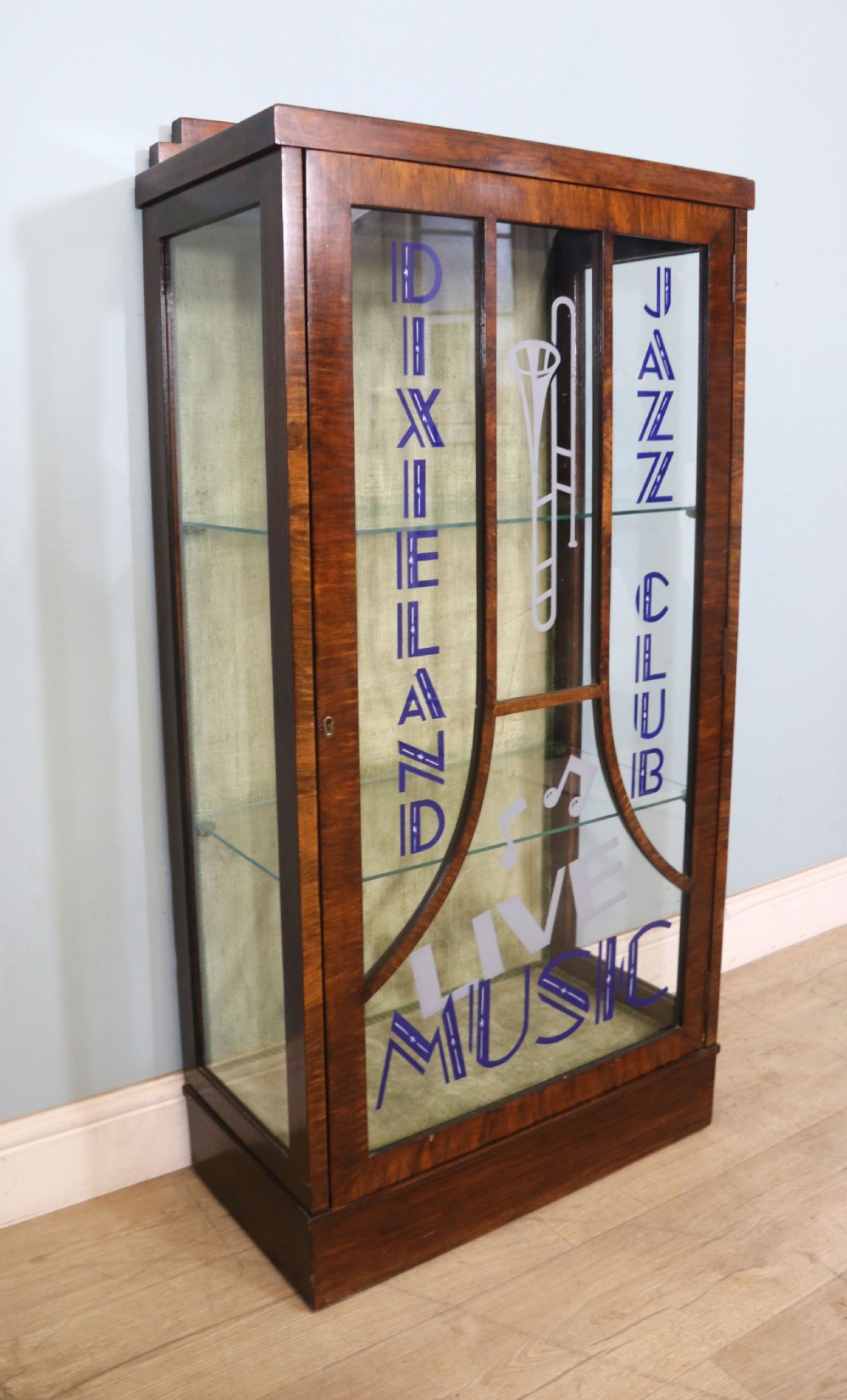 A lovely 1930’s walnut veneered display cabinet  View V