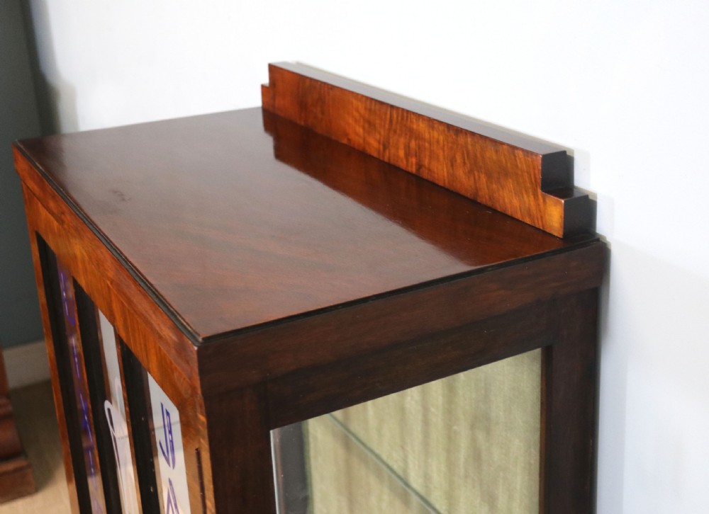 A lovely 1930’s walnut veneered display cabinet  View IX