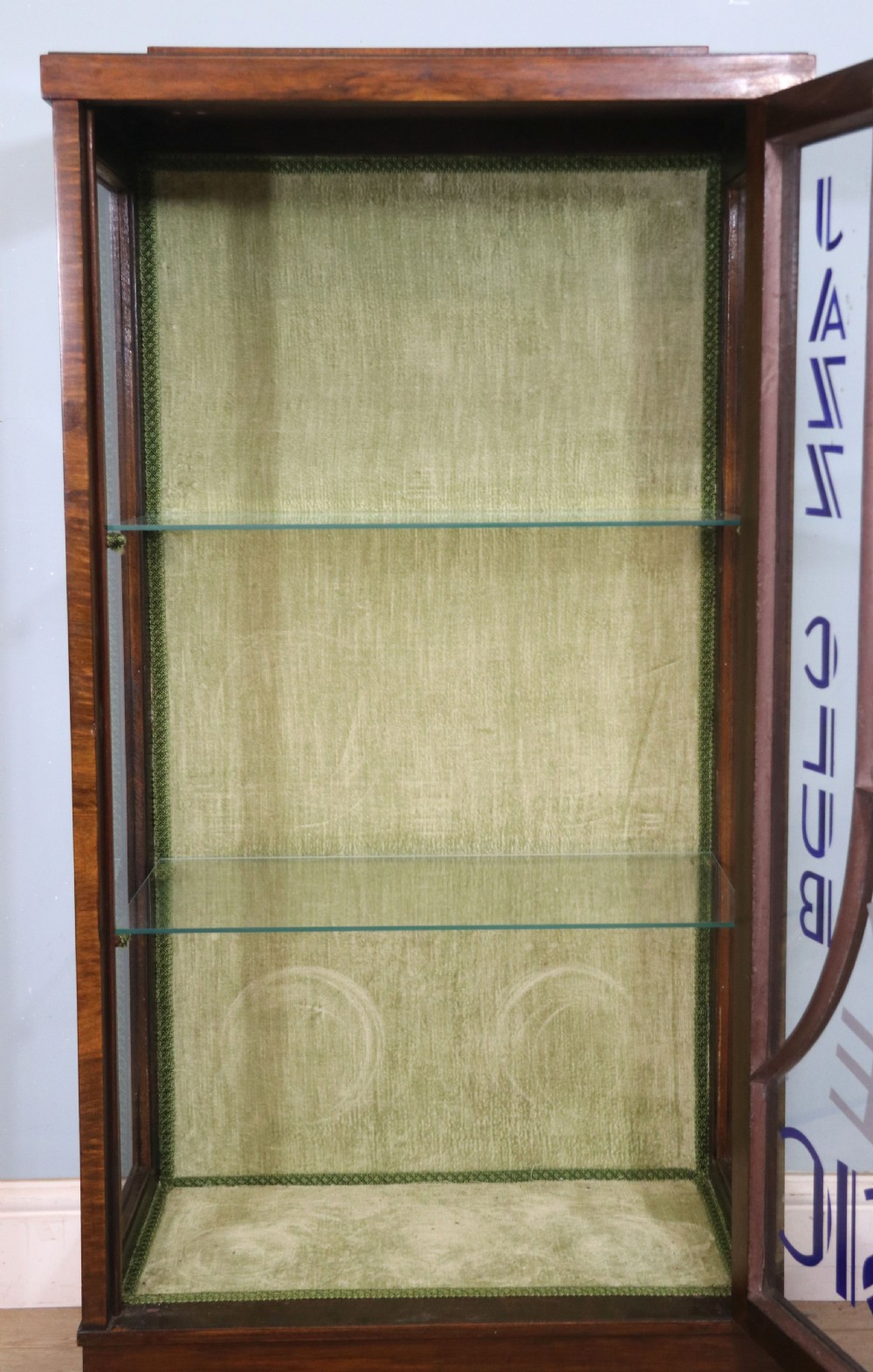 A lovely 1930’s walnut veneered display cabinet  View XIX
