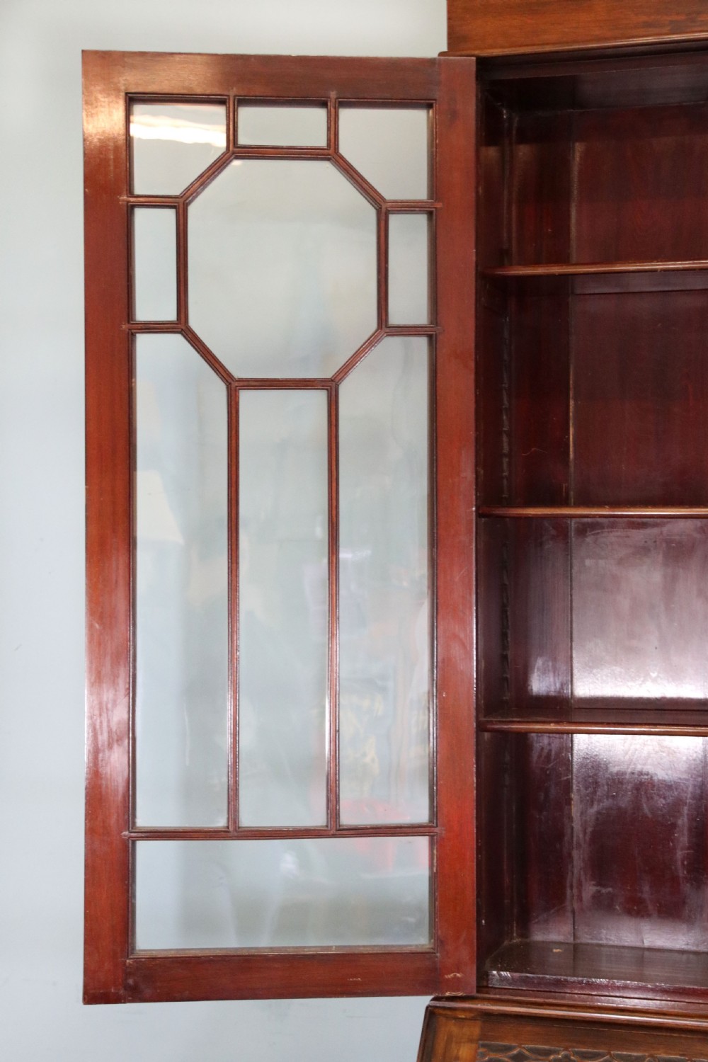 This excellent quality Edwardian mahogany bureau bookcase cabinet  View XII