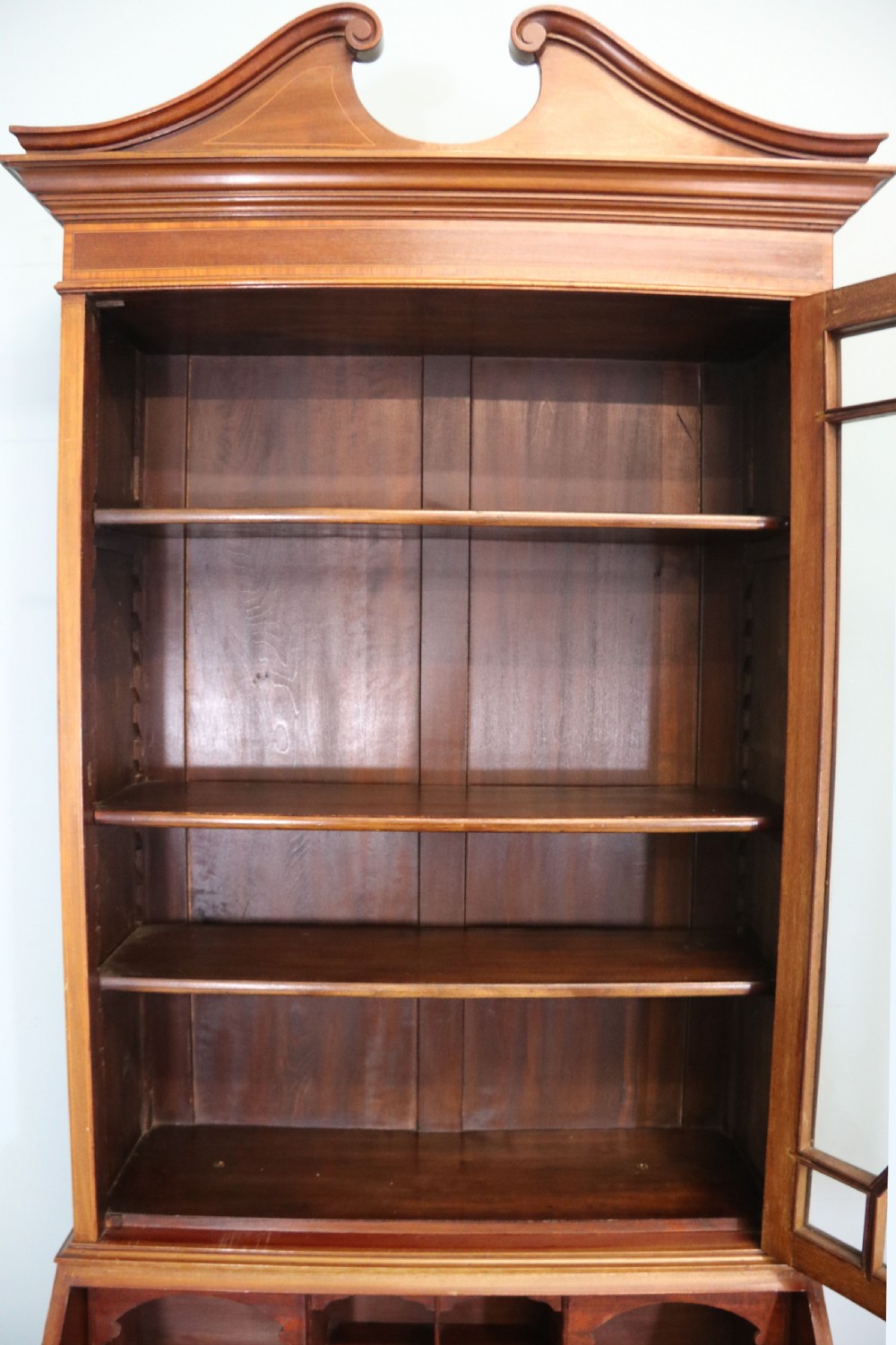 A lovely undersized true Edwardian bureau bookcase cabinet.  View XIX