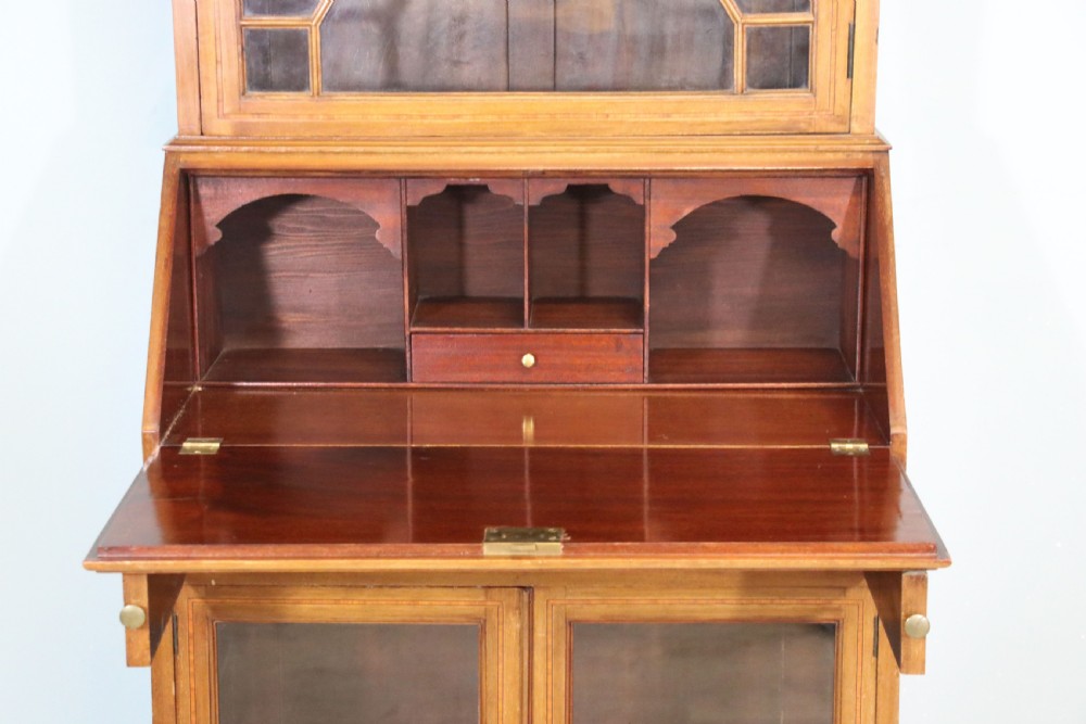 A lovely undersized true Edwardian bureau bookcase cabinet.  View XXVI