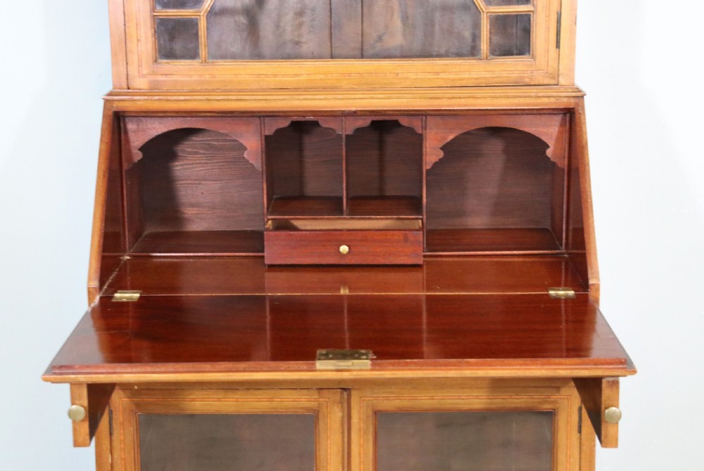 A lovely undersized true Edwardian bureau bookcase cabinet.  View XXVII