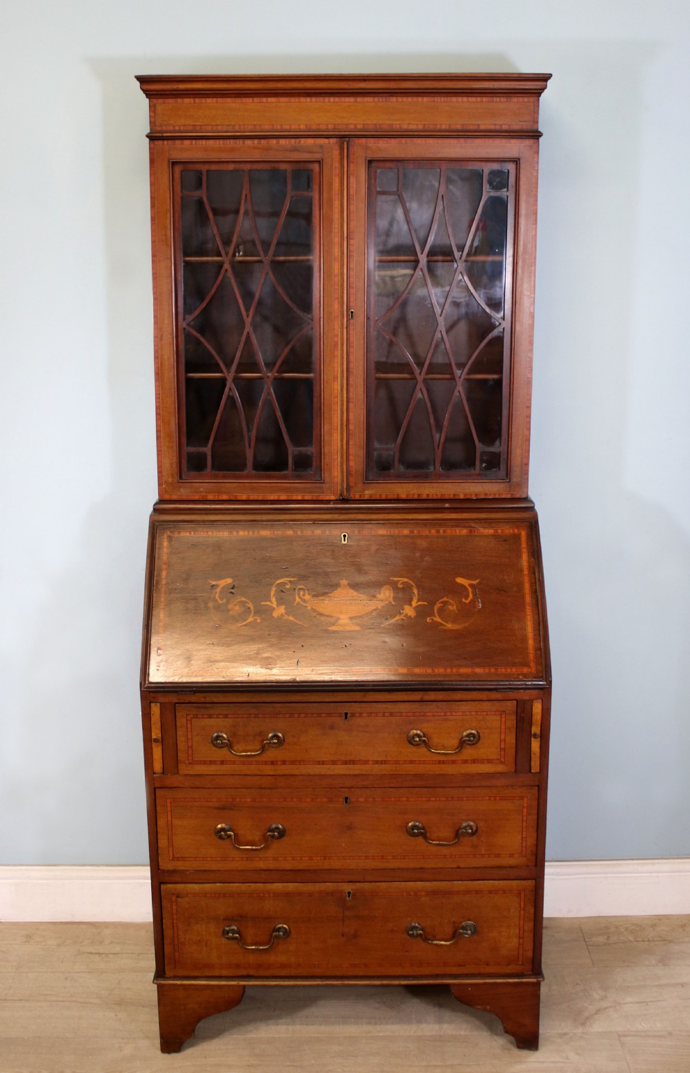 Miniature Edwardian bureau bookcase. View II