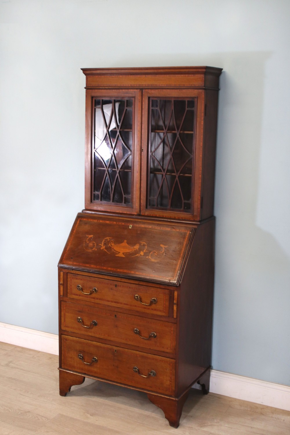 Miniature Edwardian bureau bookcase. View VI