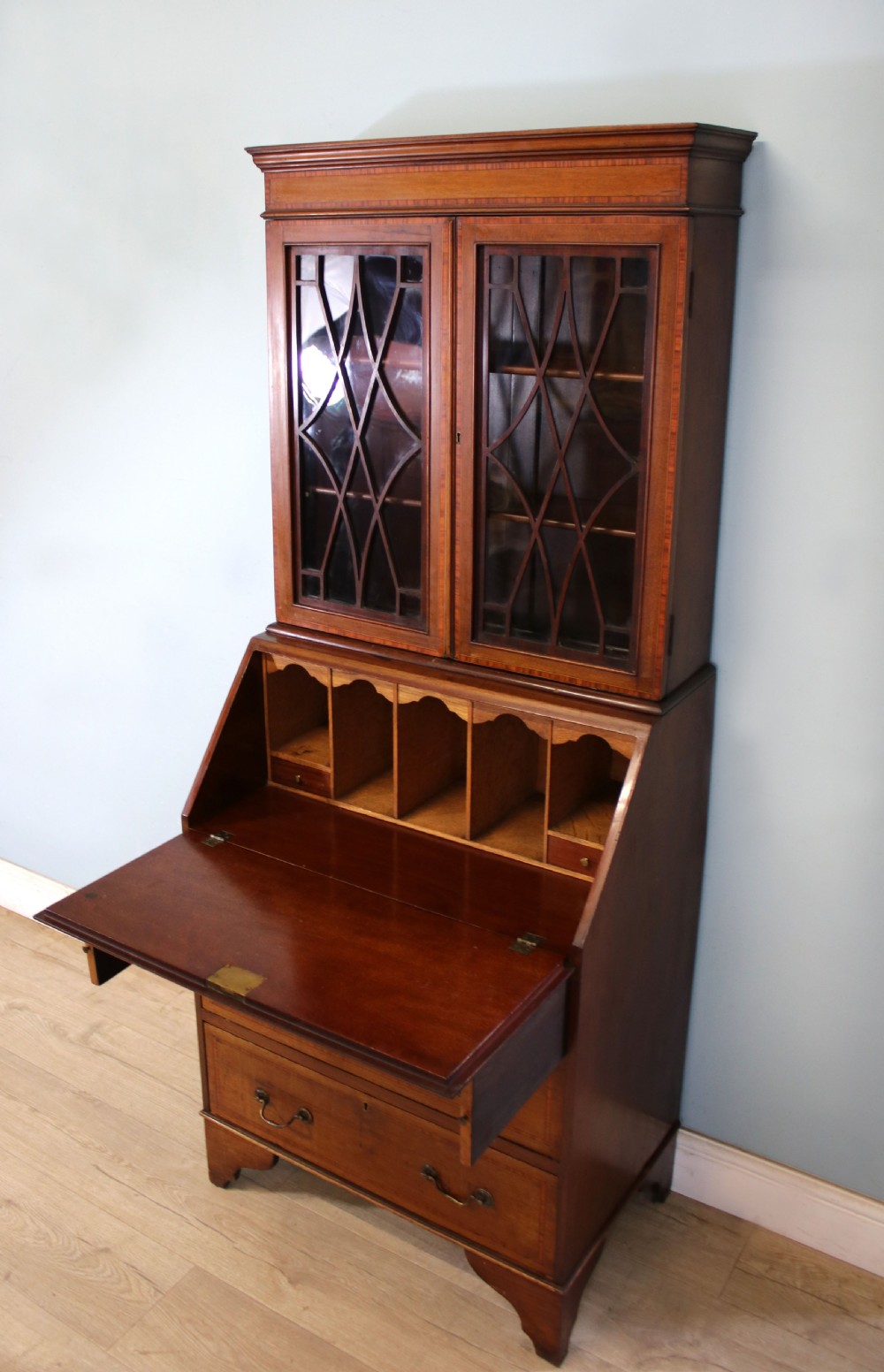 Miniature Edwardian bureau bookcase. View XI