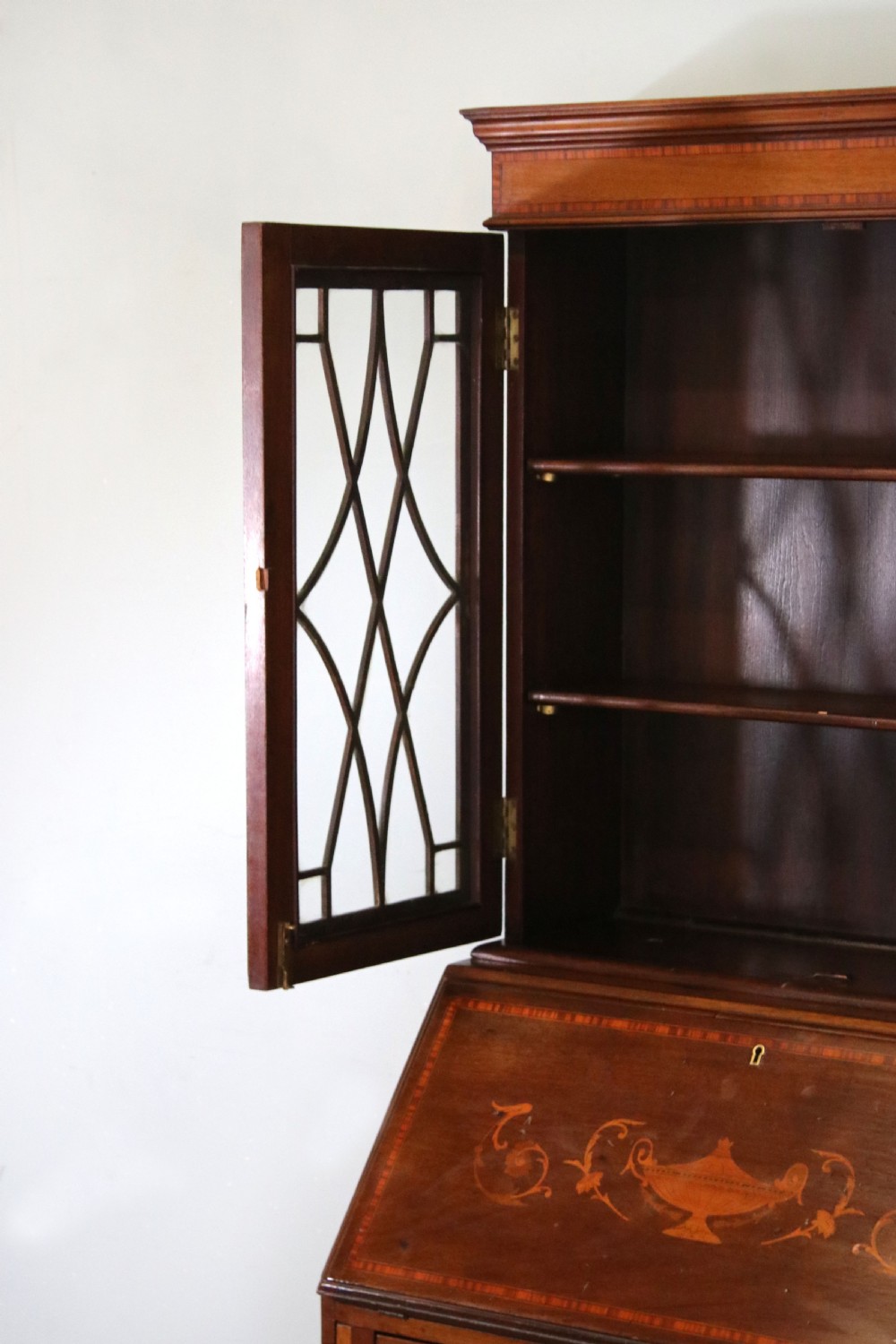 Miniature Edwardian bureau bookcase. View XV
