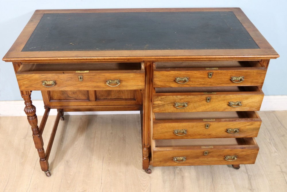 A lovely late 19th century aesthetic movement walnut desk View IV