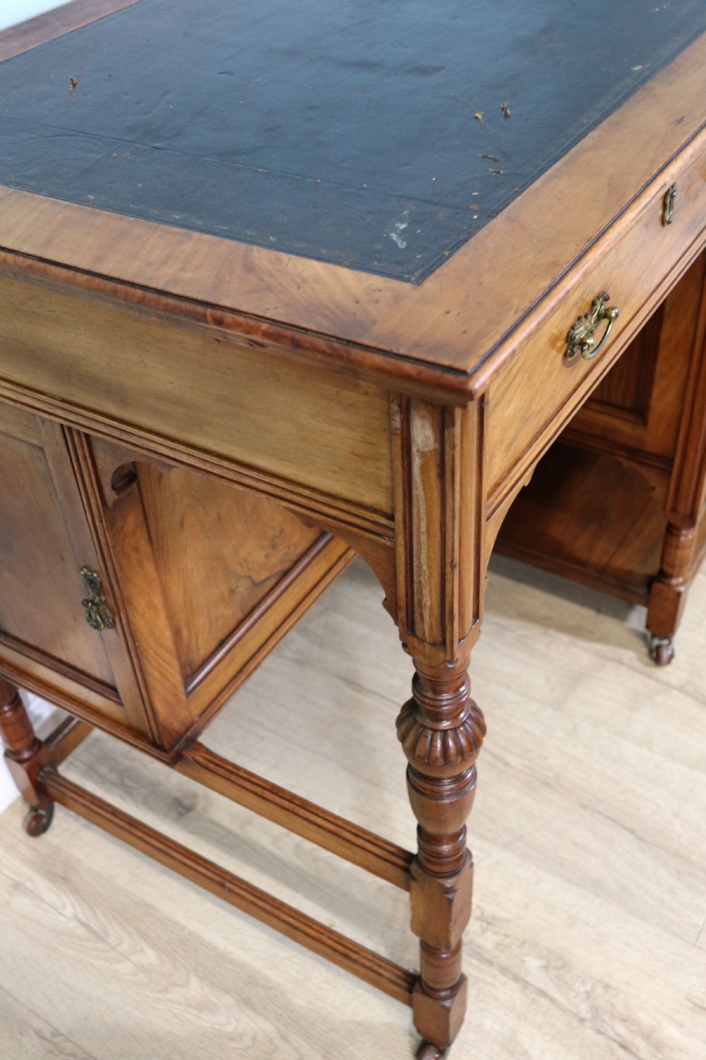 A lovely late 19th century aesthetic movement walnut desk View XI