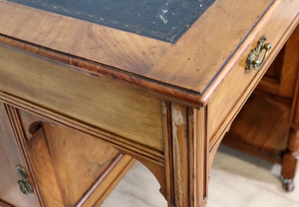 A lovely late 19th century aesthetic movement walnut desk View XII