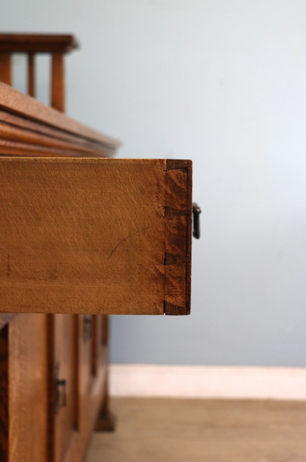 A lovely late Victorian solid light oak sideboard  View XXVIII