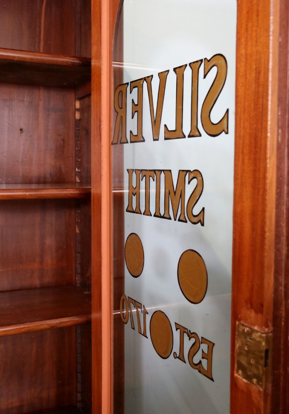  Victorian bookcase cabinet later sign written for a Pawn Brokers View IX