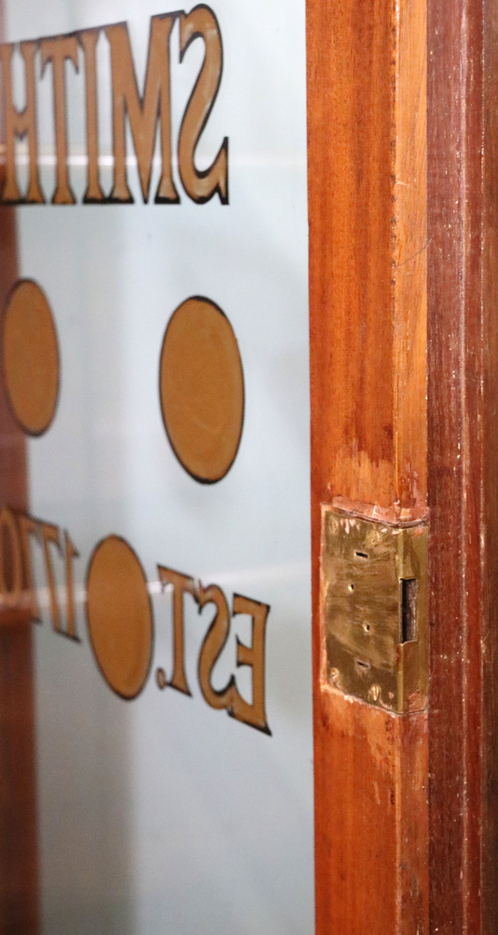  Victorian bookcase cabinet later sign written for a Pawn Brokers View X