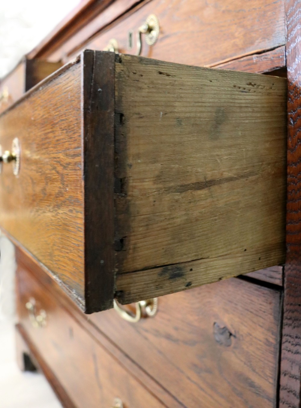 A lovely George III oak and mahogany crossbanded chest View XVIII