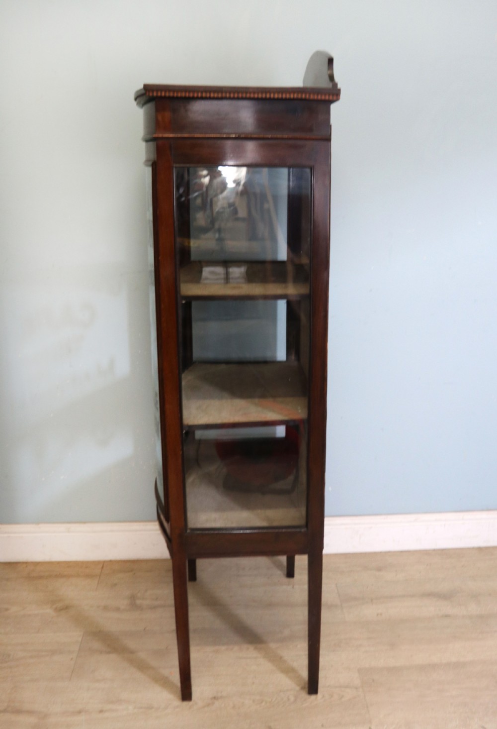A lovely Edwardian mahogany framed bow fronted display cabinet. View IX