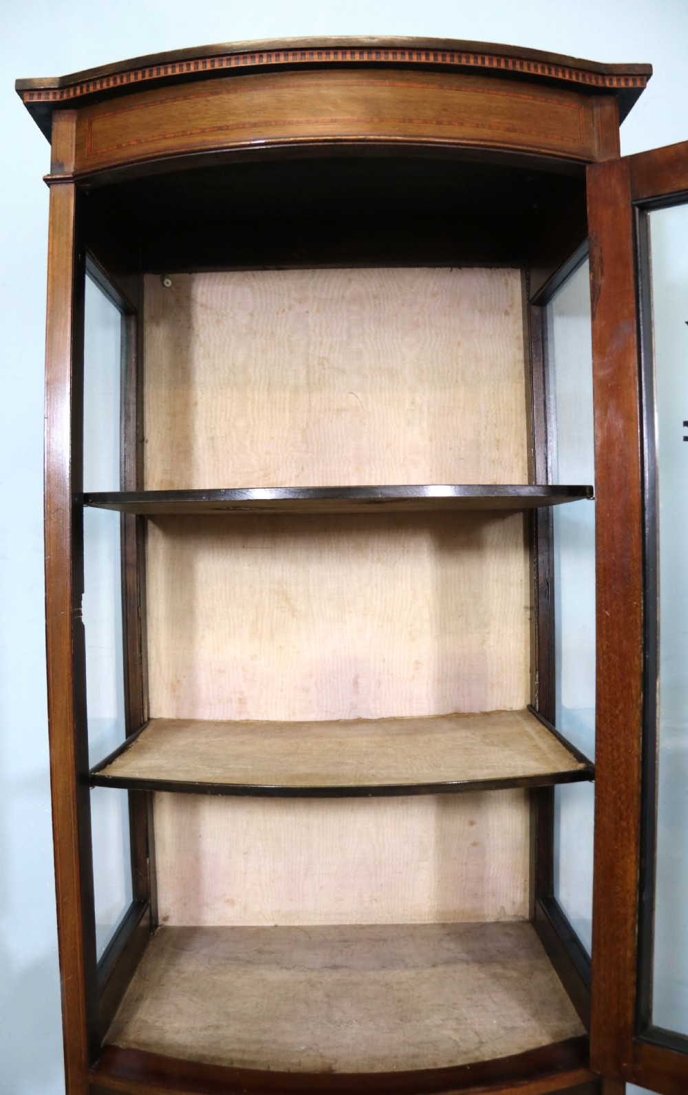 A lovely Edwardian mahogany framed bow fronted display cabinet. View XXII
