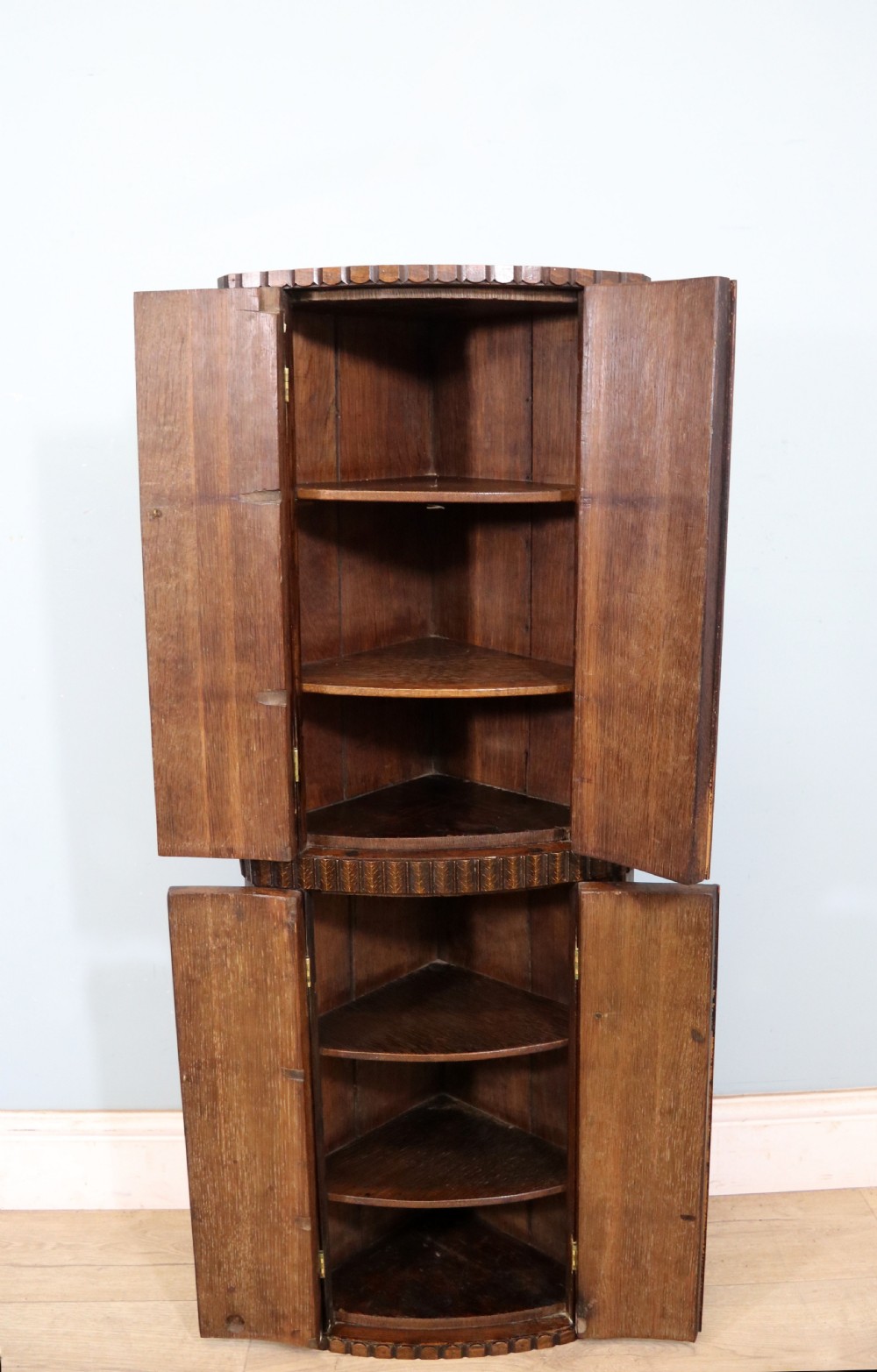  A lovely & extremely unusual Georgian bow front four door corner cabinet. View VI