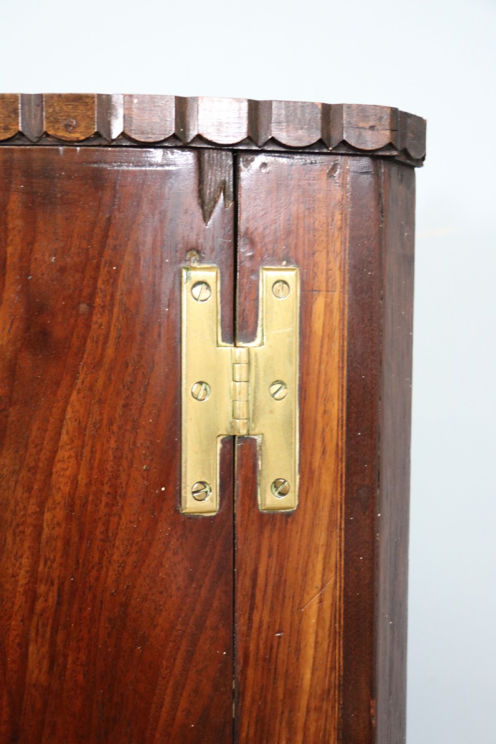  A lovely & extremely unusual Georgian bow front four door corner cabinet. View XI