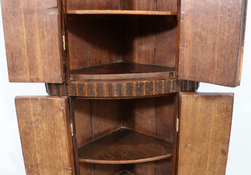 A lovely & extremely unusual Georgian bow front four door corner cabinet. View XVI