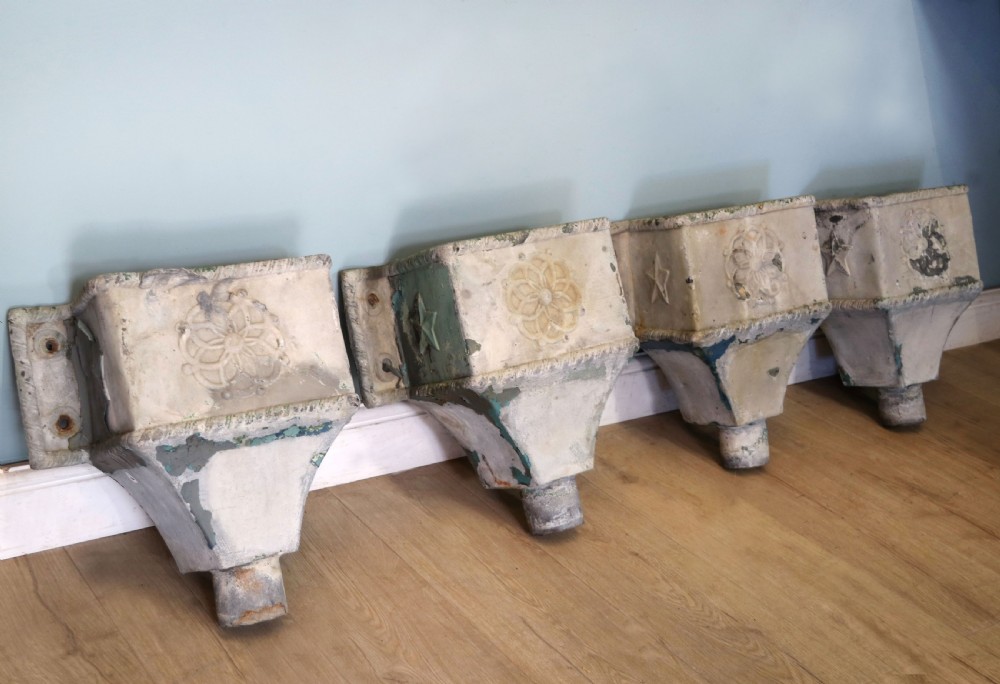  A lovely set of four lead, very early Victorian or Regency gutter downpipe hoppers.  View II