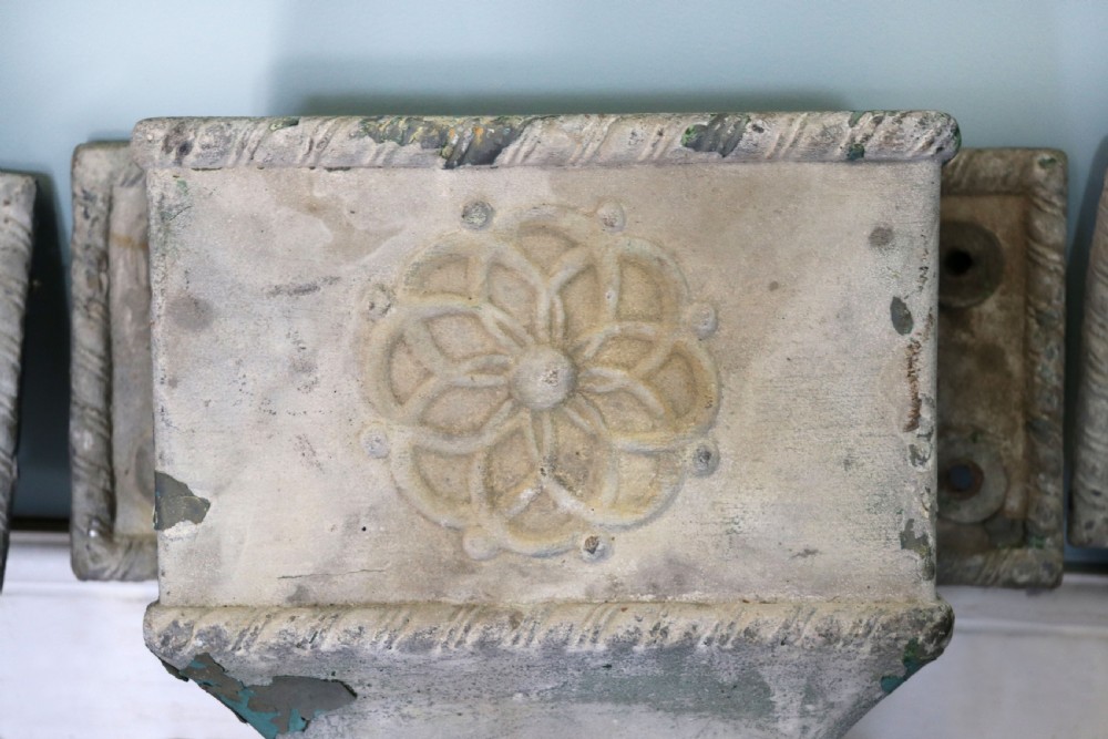  A lovely set of four lead, very early Victorian or Regency gutter downpipe hoppers.  View IV