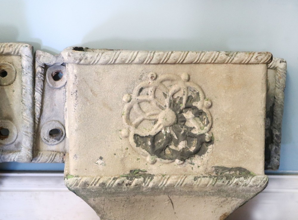  A lovely set of four lead, very early Victorian or Regency gutter downpipe hoppers.  View VI