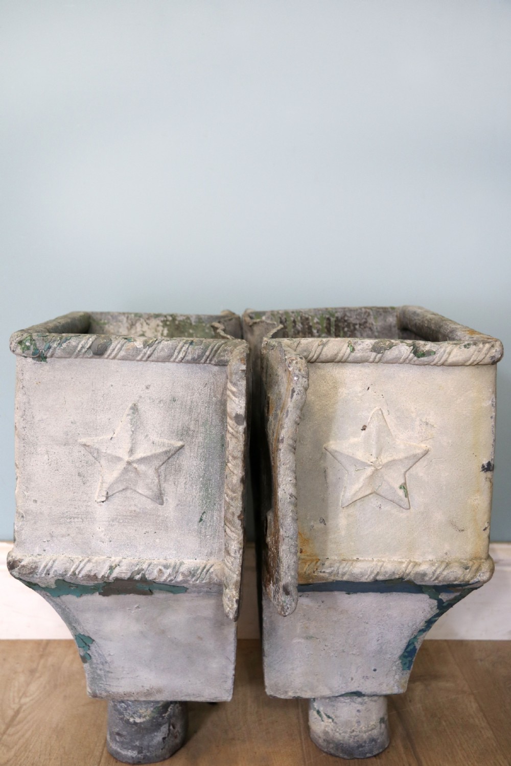  A lovely set of four lead, very early Victorian or Regency gutter downpipe hoppers.  View VII