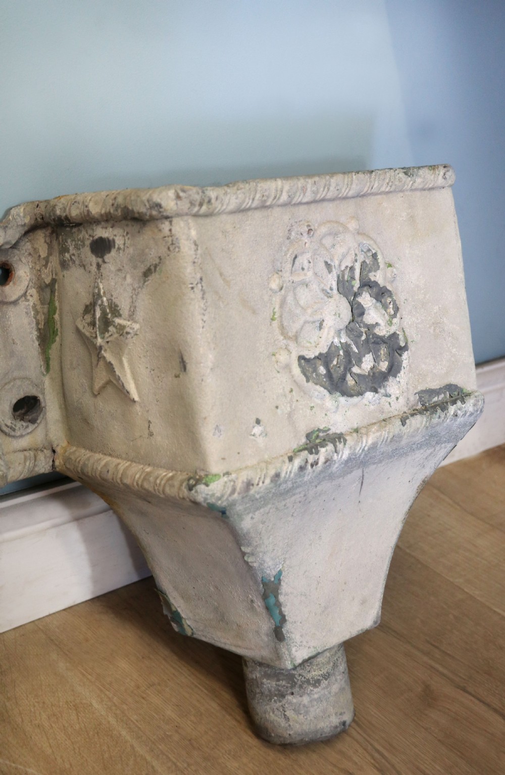  A lovely set of four lead, very early Victorian or Regency gutter downpipe hoppers.  View IX