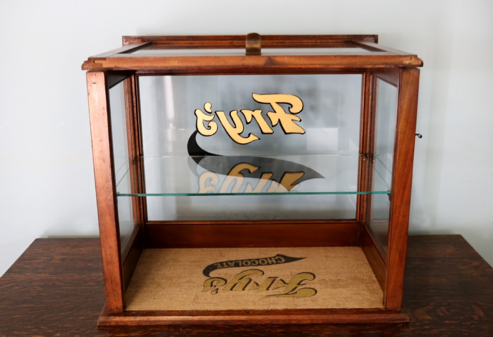 A Fry's chocolate lovely hardwood framed shop counter display cabinet. View V