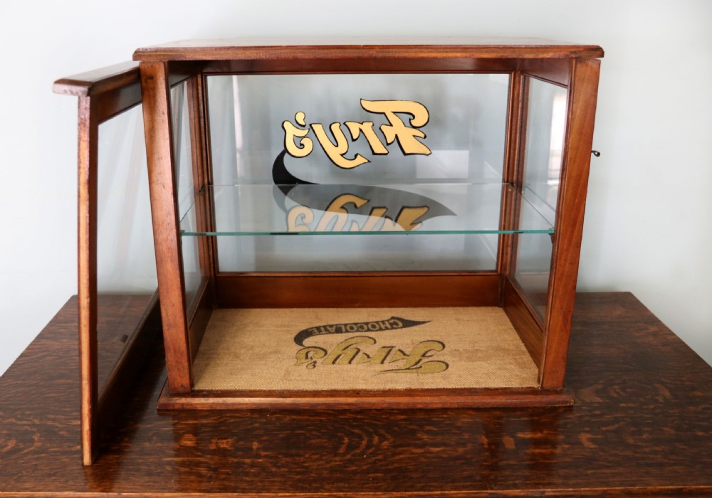 A Fry's chocolate lovely hardwood framed shop counter display cabinet. View VI