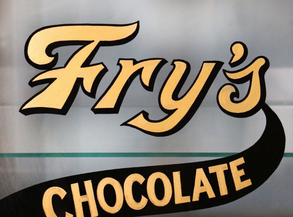 A Fry's chocolate lovely hardwood framed shop counter display cabinet. View X