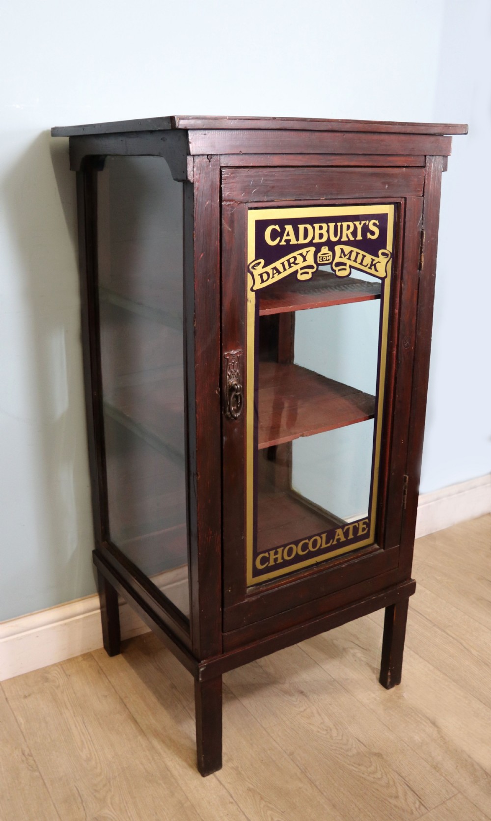  A lovely well used shop cabinet sign written Cadbury's Chocolate. View III