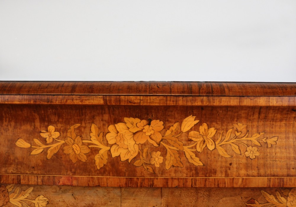 A lovely Victorian walnut and floral inlaid pier cabinet, later sign written in French with Champagne advertising. View VIII