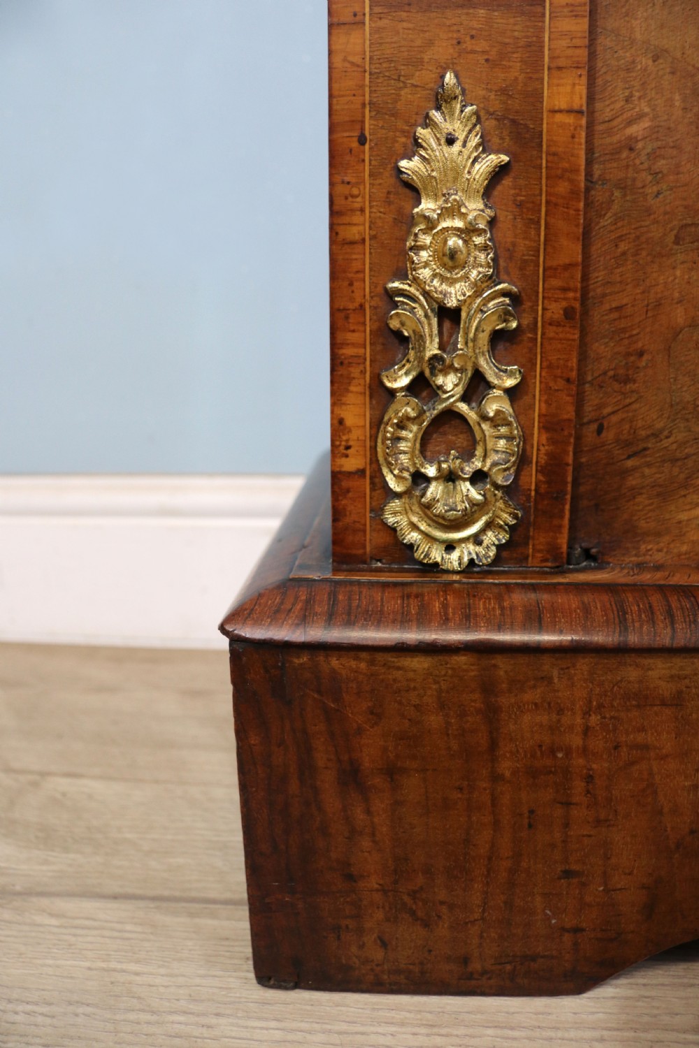 A lovely Victorian walnut and floral inlaid pier cabinet, later sign written in French with Champagne advertising. View XXVI