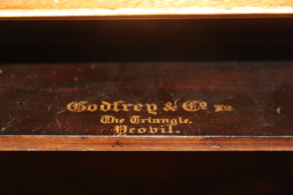  A lovely George V dining room side cabinet with cutlery trays marked for Godfrey & Co, Yeovil.  View XIV
