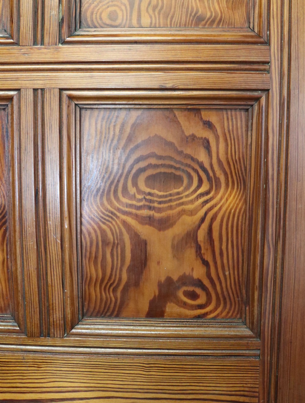A late 19th century pitch pine wardrobe. View VI